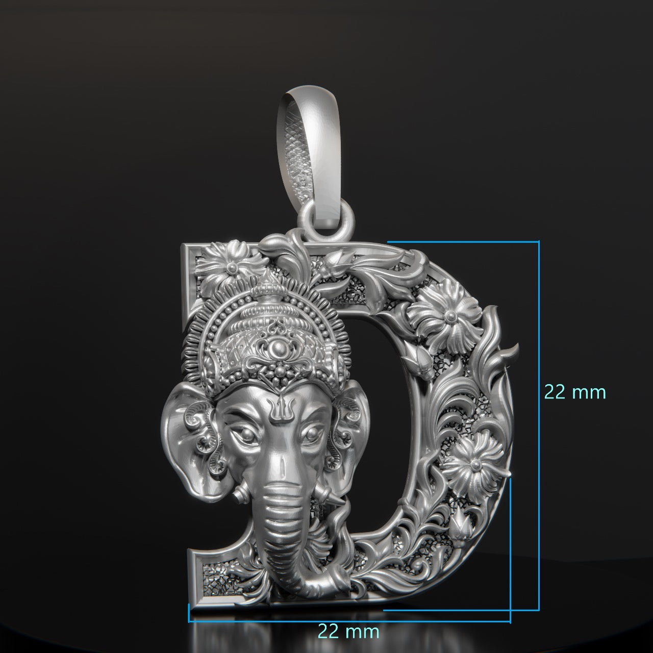 Ganesha Initial "D"" Pendant