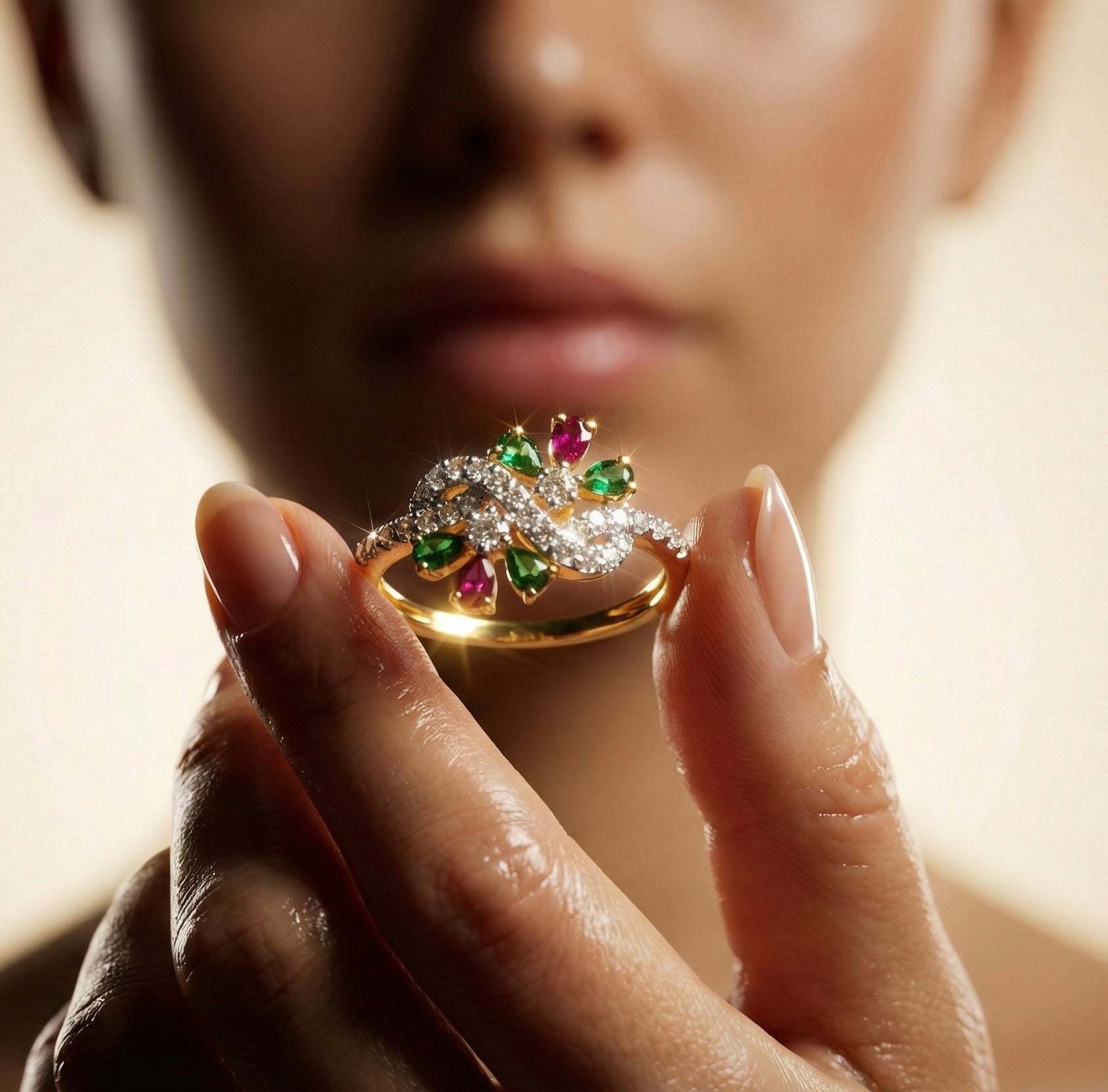 The 'Royal Bloom' Ring (Ruby Red & Emerald Green) |