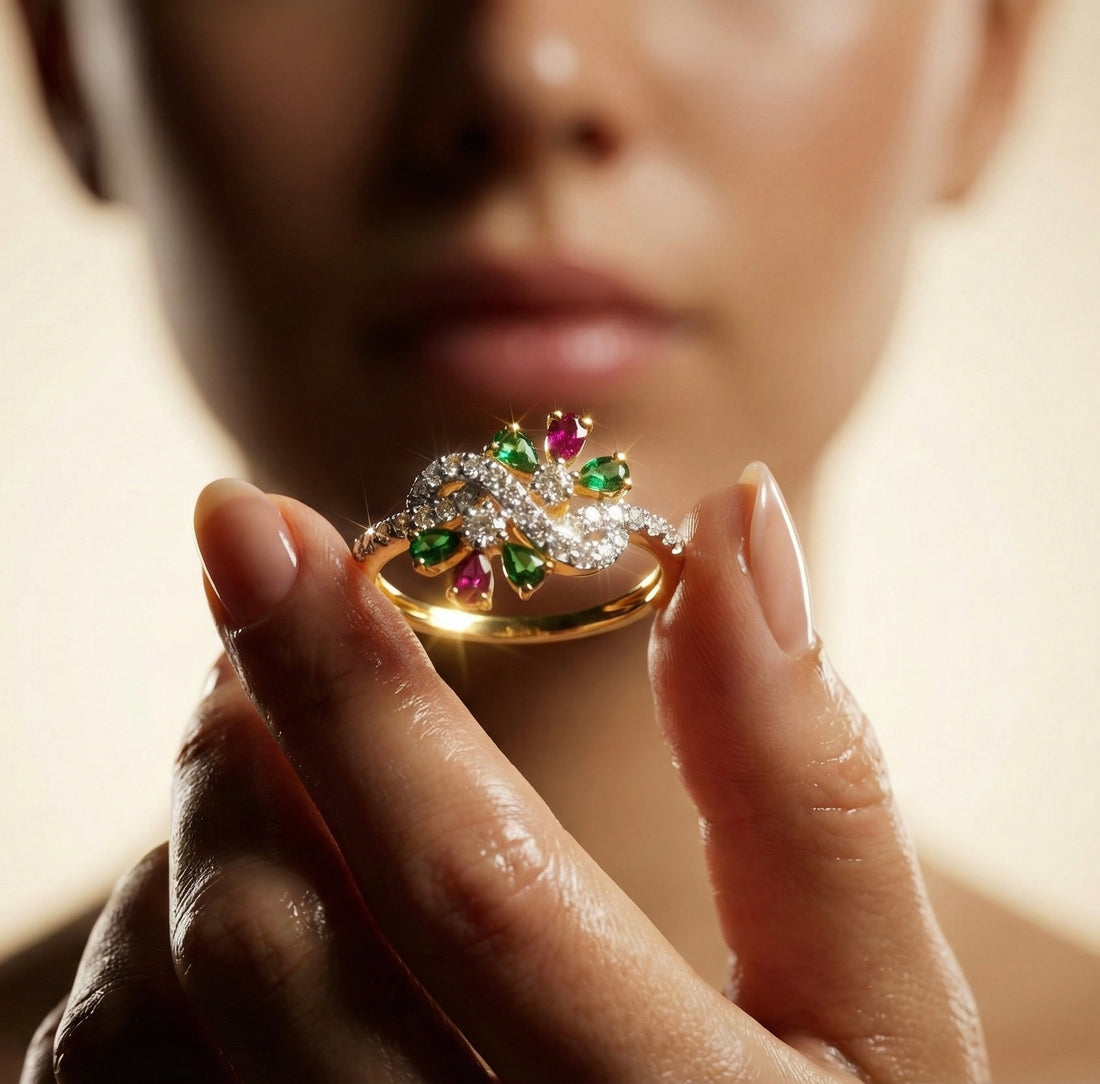 The 'Royal Bloom' Ring (Ruby Red & Emerald Green) |