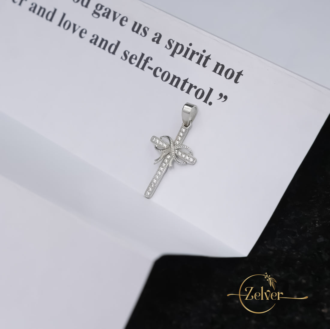 Gift of Faith Diamond-Finish Cross Pendant in 925 Sterling Silver