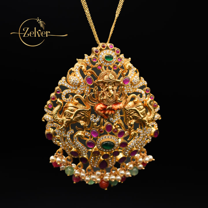 The Maha-Ganapati Grandeur: Heavy 28g Statement Pendant | Gold Plated Silver