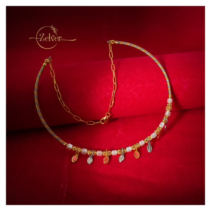 Dual-Tone Pearl and Charm Hasli Necklace in 925 Sterling Silver
