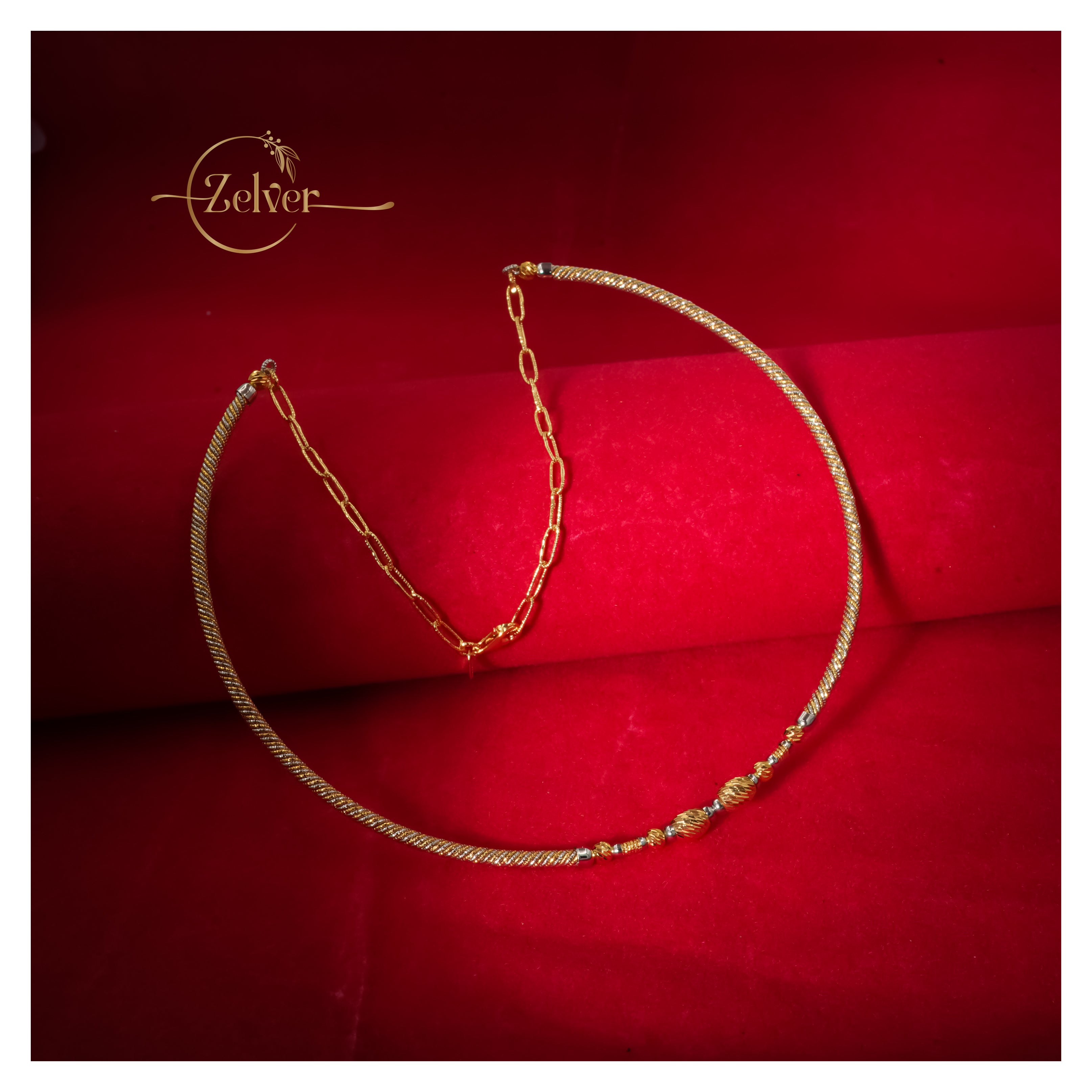 Dual-Tone Twisted Rope Hasli Necklace in 925 Sterling Silver