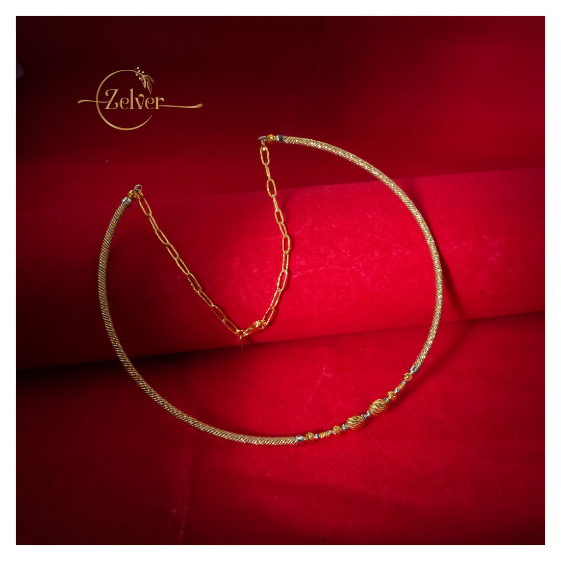 Dual-Tone Twisted Rope Hasli Necklace in 925 Sterling Silver