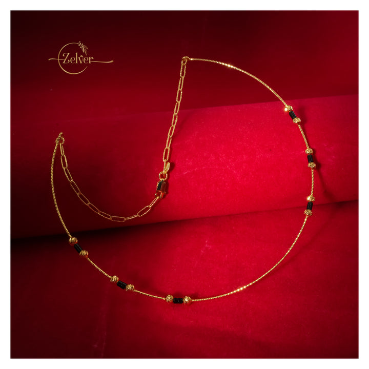 Black Stone Hasli Necklace in 925 Sterling Silver with Gold Finish