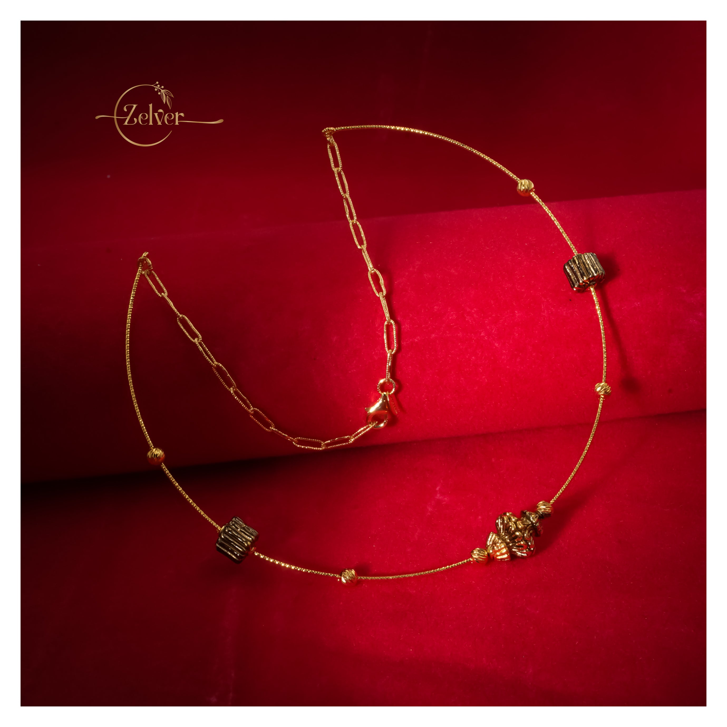 Textured Charm Hasli Necklace in 925 Sterling Silver with Gold Finish
