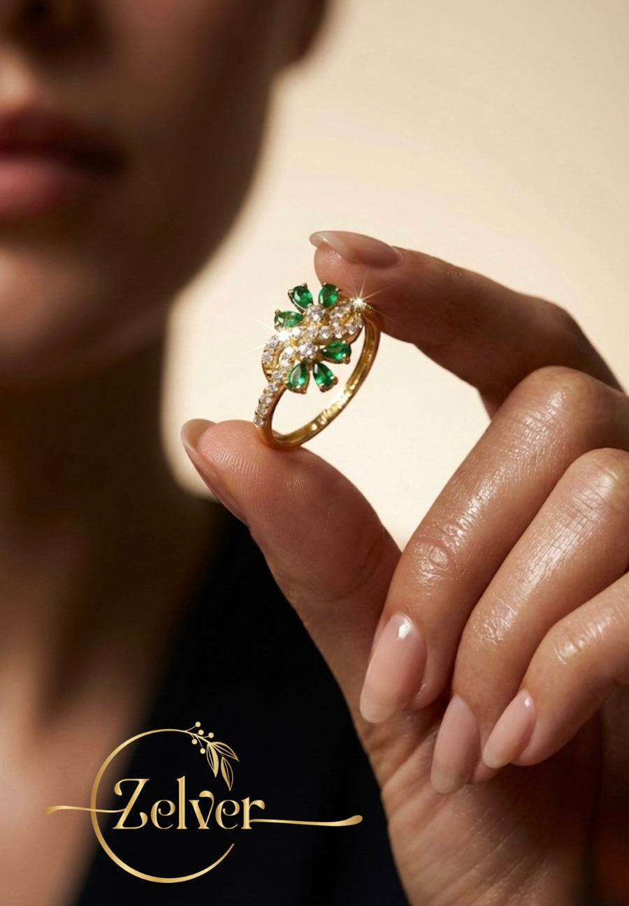 The 'Royal Bloom' Ring (Ruby Red & Emerald Green) |