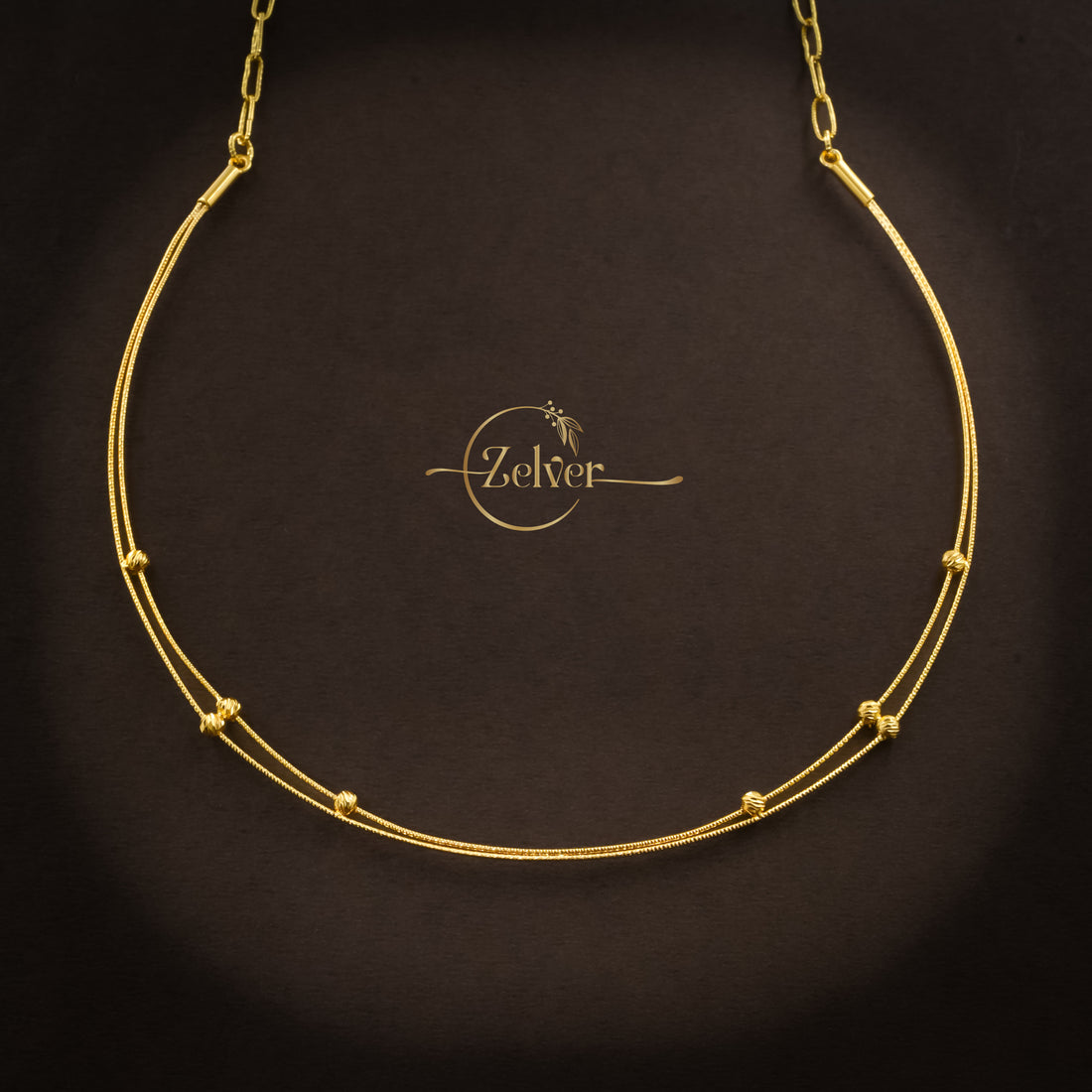 Dual-Strand Beaded Hasli Necklace in 925 Sterling Silver with Gold Finish