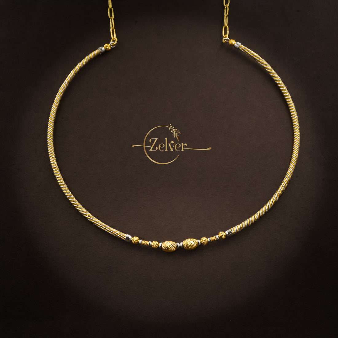 Dual-Tone Twisted Rope Hasli Necklace in 925 Sterling Silver