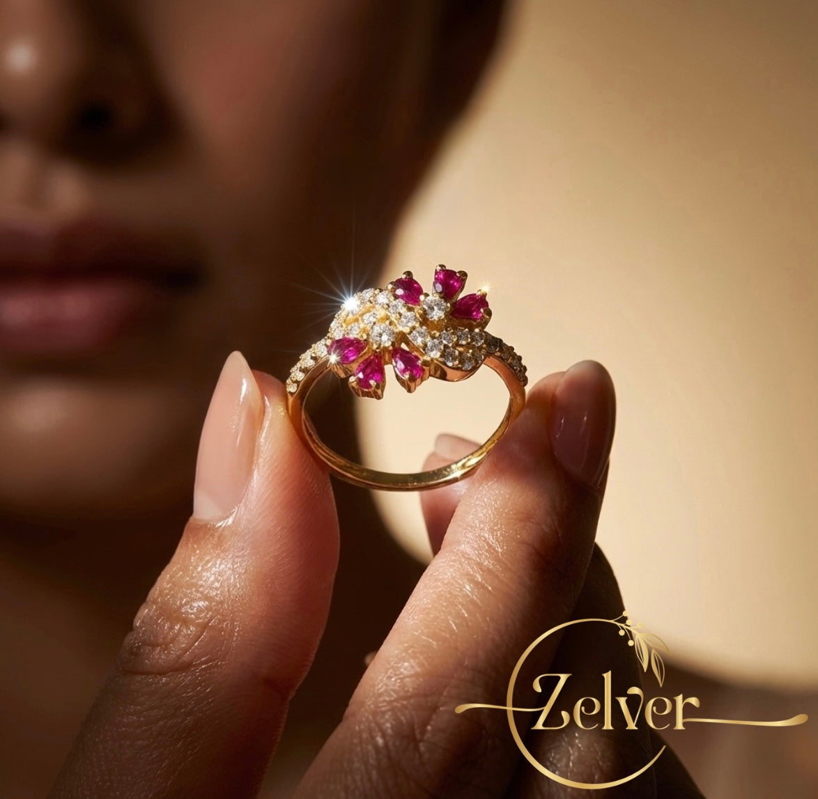 The 'Royal Bloom' Ring (Ruby Red & Emerald Green) |