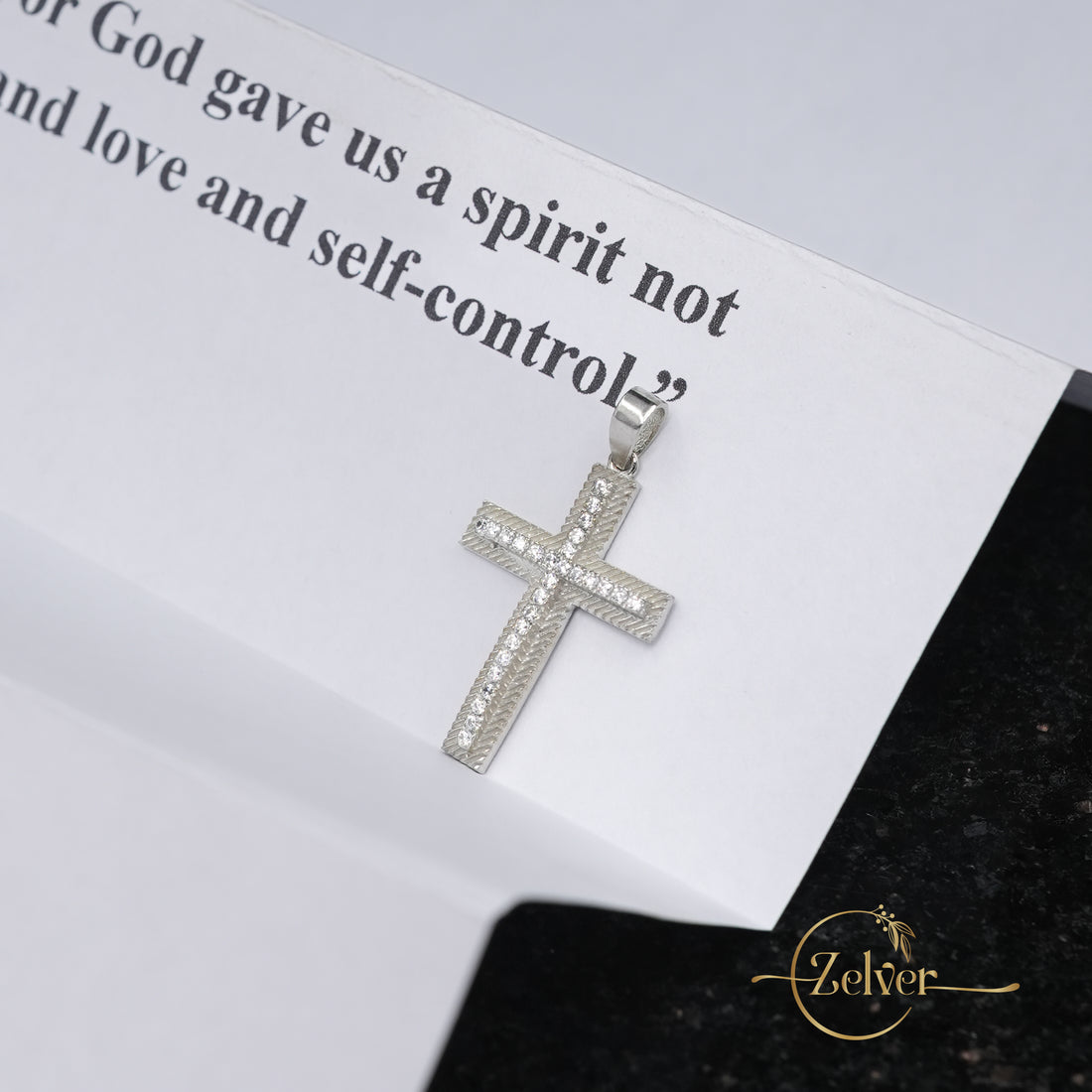 Celestial Textured Diamond Cross Pendant | 925 Sterling Silver