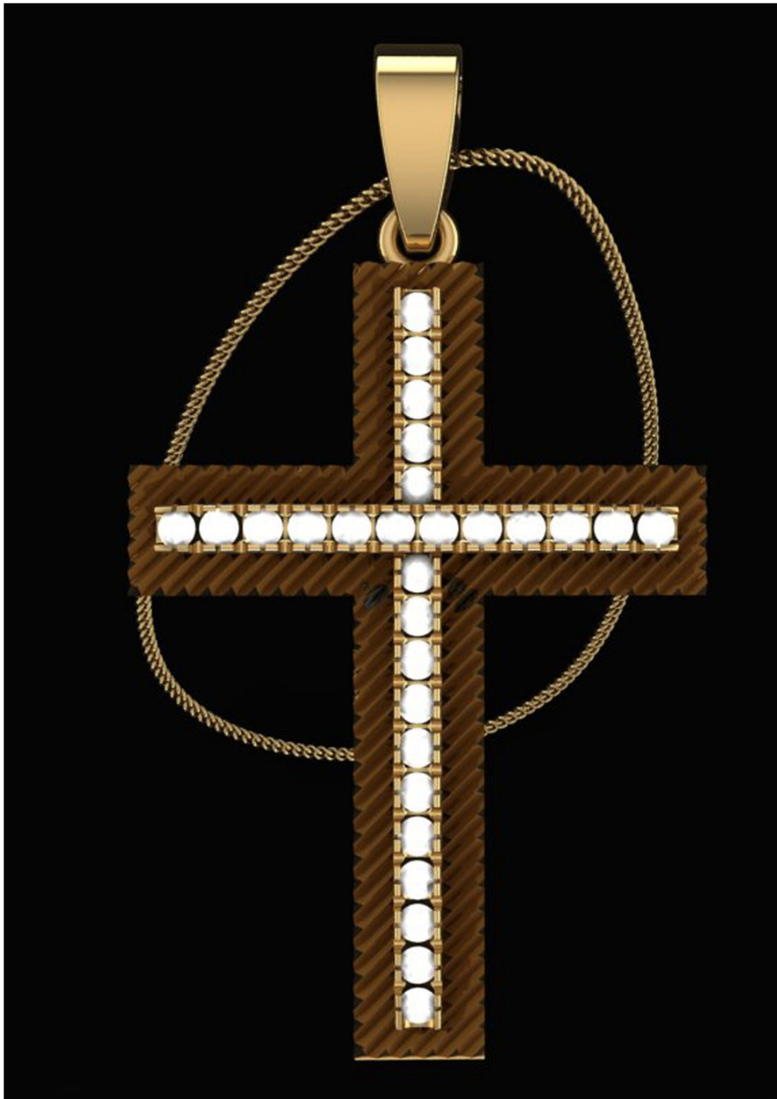 Celestial Textured Diamond Cross Pendant | 925 Sterling Silver