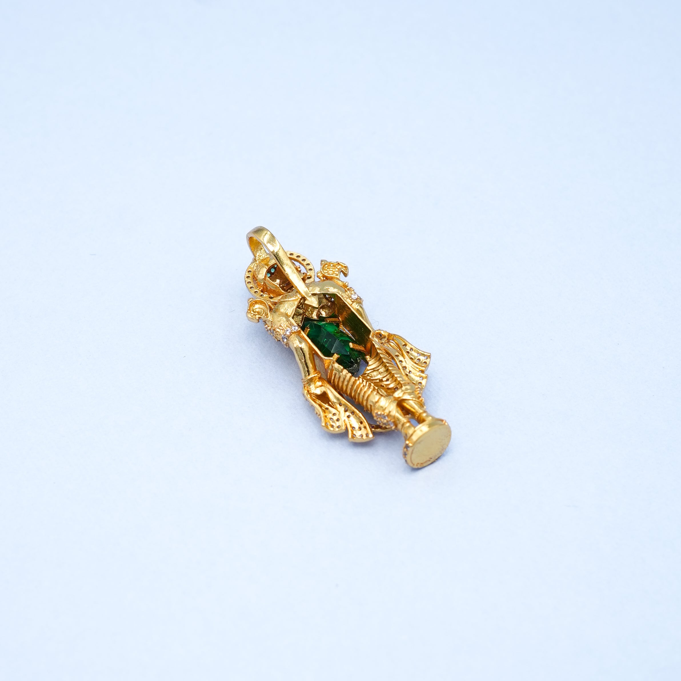 The Venkateswara Royal: Lord Balaji Pendant with Emerald & Swarovski | Gold Plated Silver