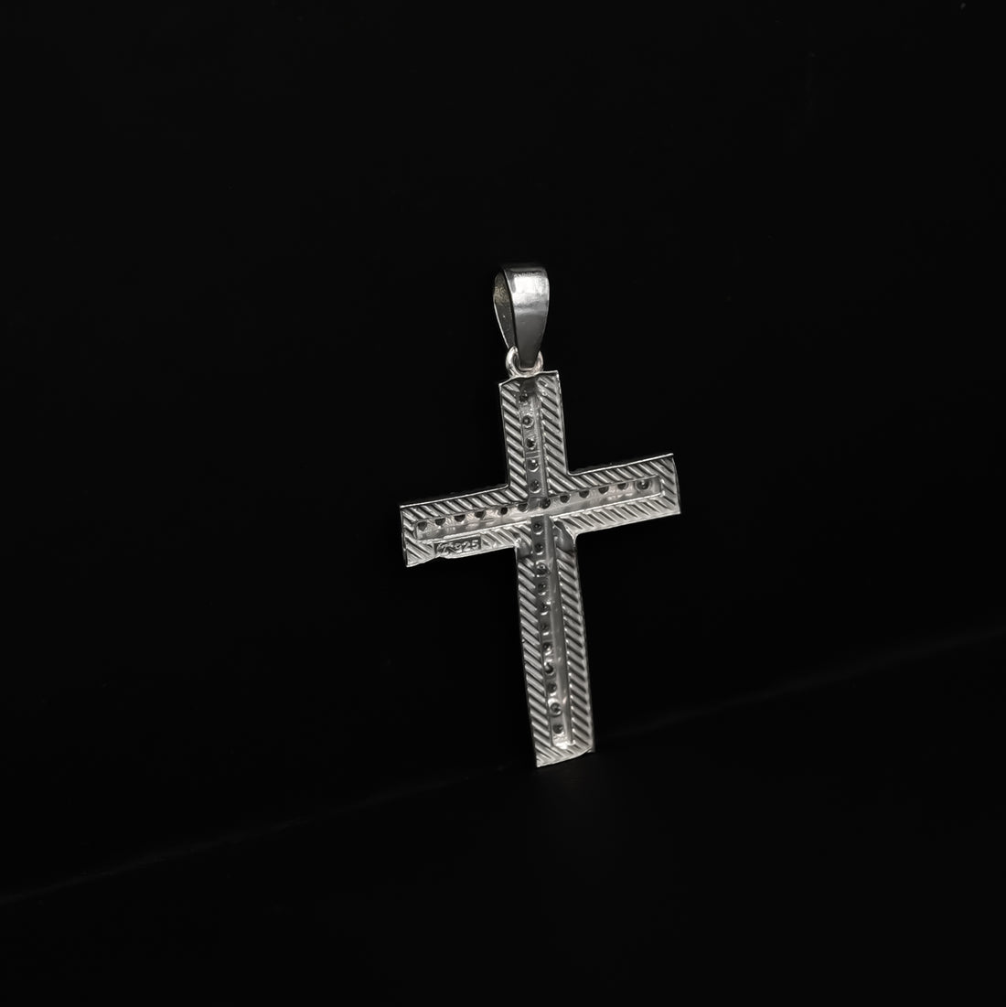 Celestial Textured Diamond Cross Pendant | 925 Sterling Silver