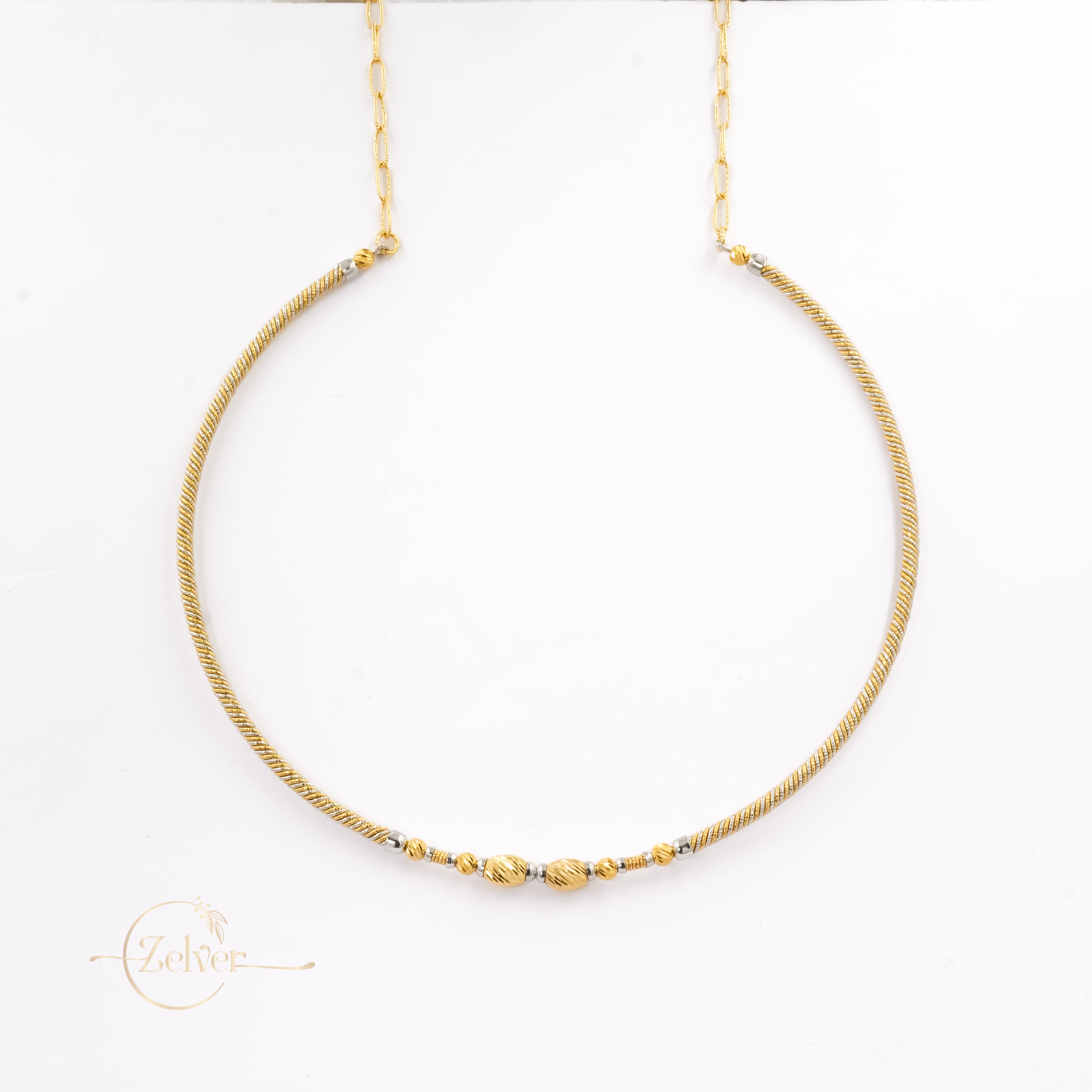 Dual-Tone Twisted Rope Hasli Necklace in 925 Sterling Silver