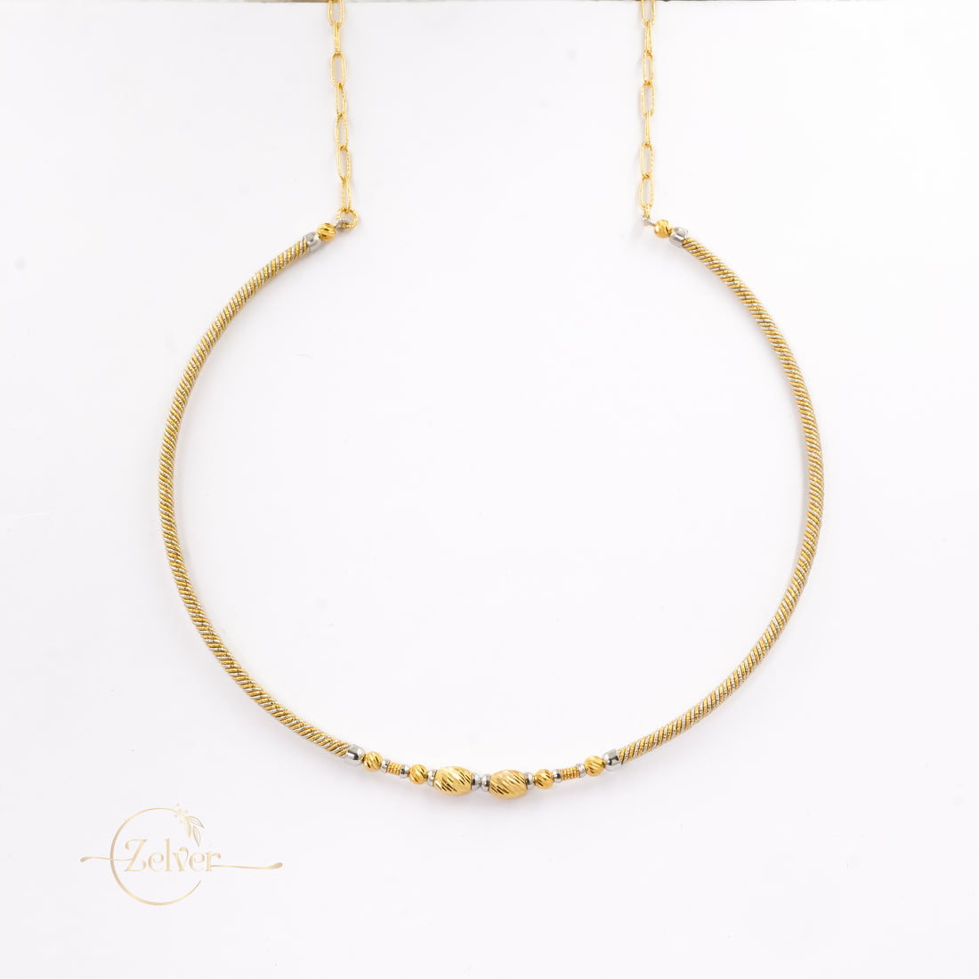 Dual-Tone Twisted Rope Hasli Necklace in 925 Sterling Silver