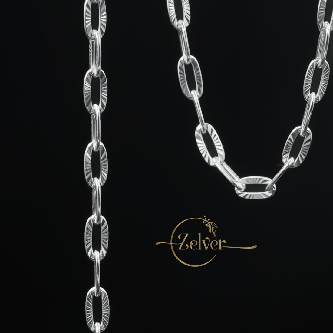 The Silver Sunburst: Textured Oval Link Chain | 925 Sterling Silver