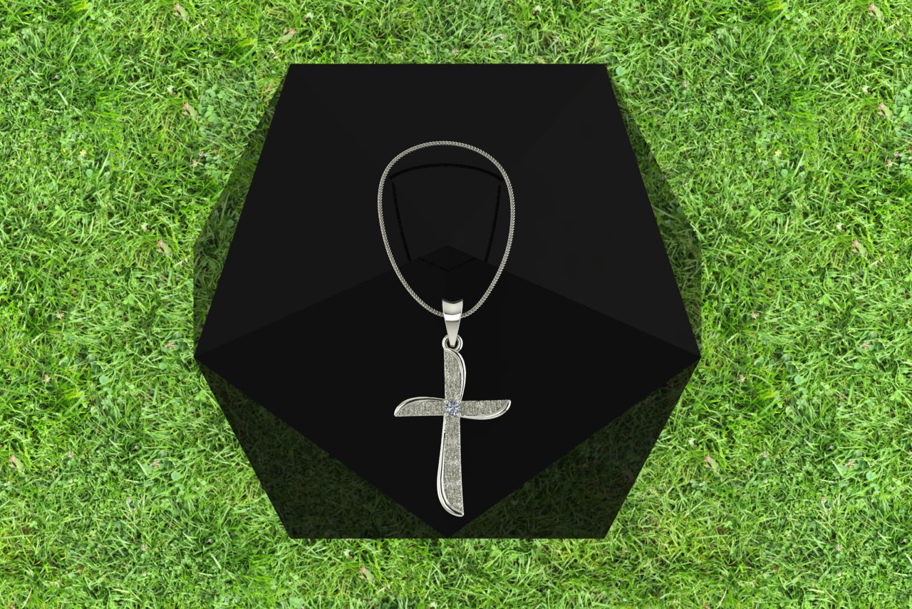 The Stardust Curve Cross Charm