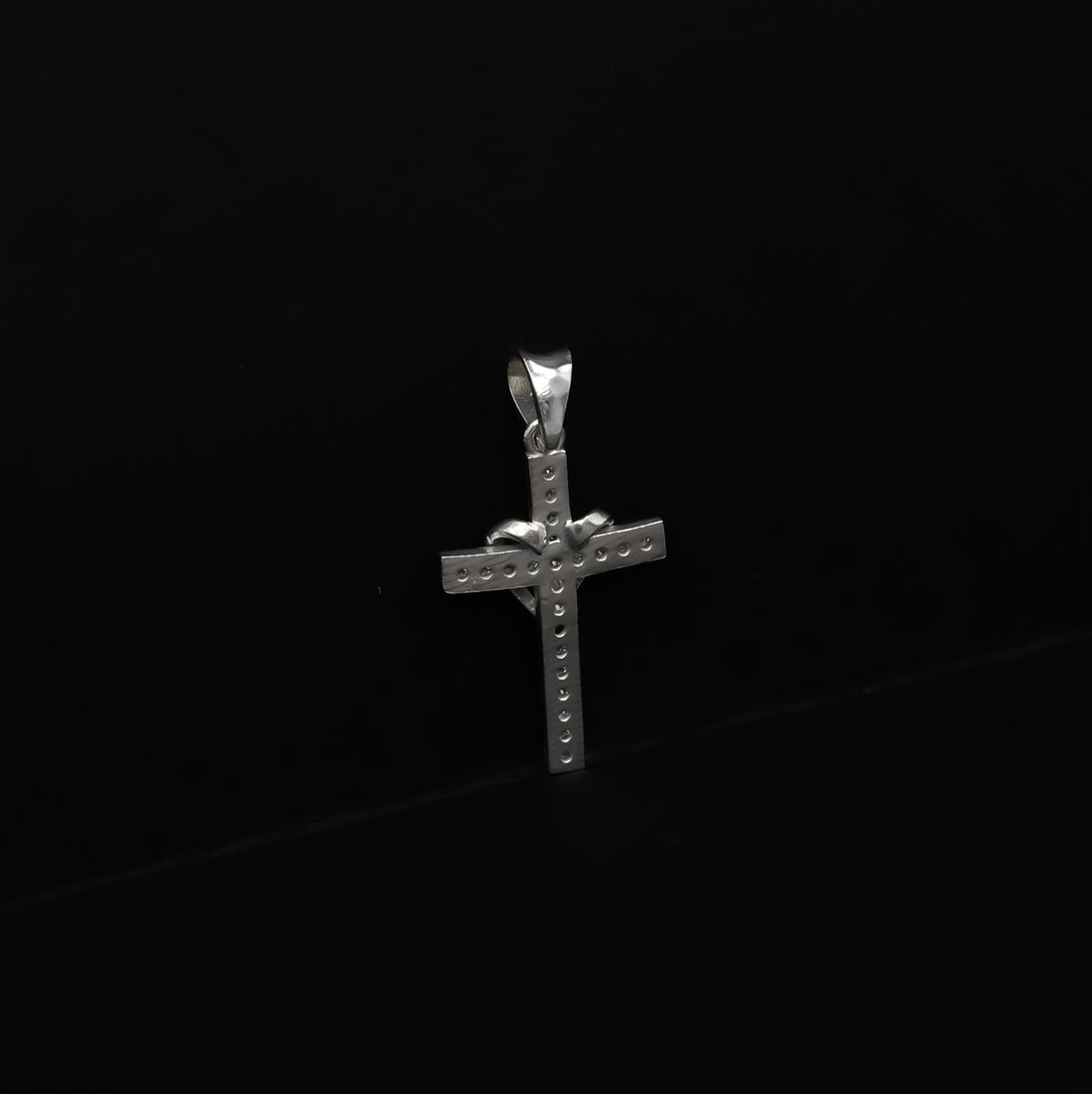Sparkling Crystal Cross Pendant with Heart Detail - 925 Sterling Silver