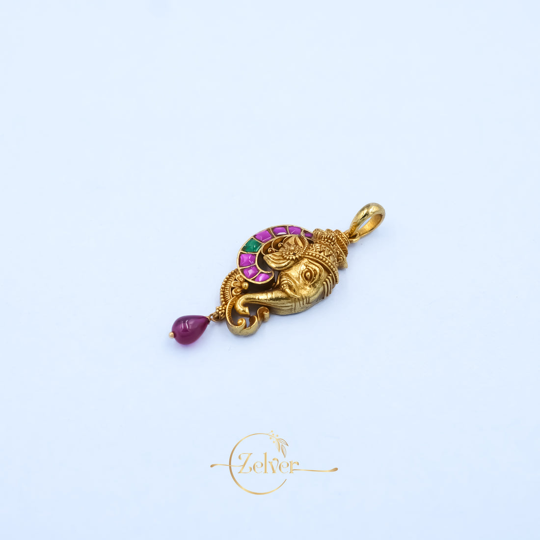 The Gajanan Crescent: Lord Ganesha Pendant | Gold Plated 925 Silver