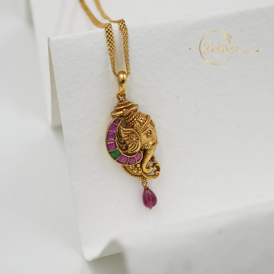 The Gajanan Crescent: Lord Ganesha Pendant | Gold Plated 925 Silver
