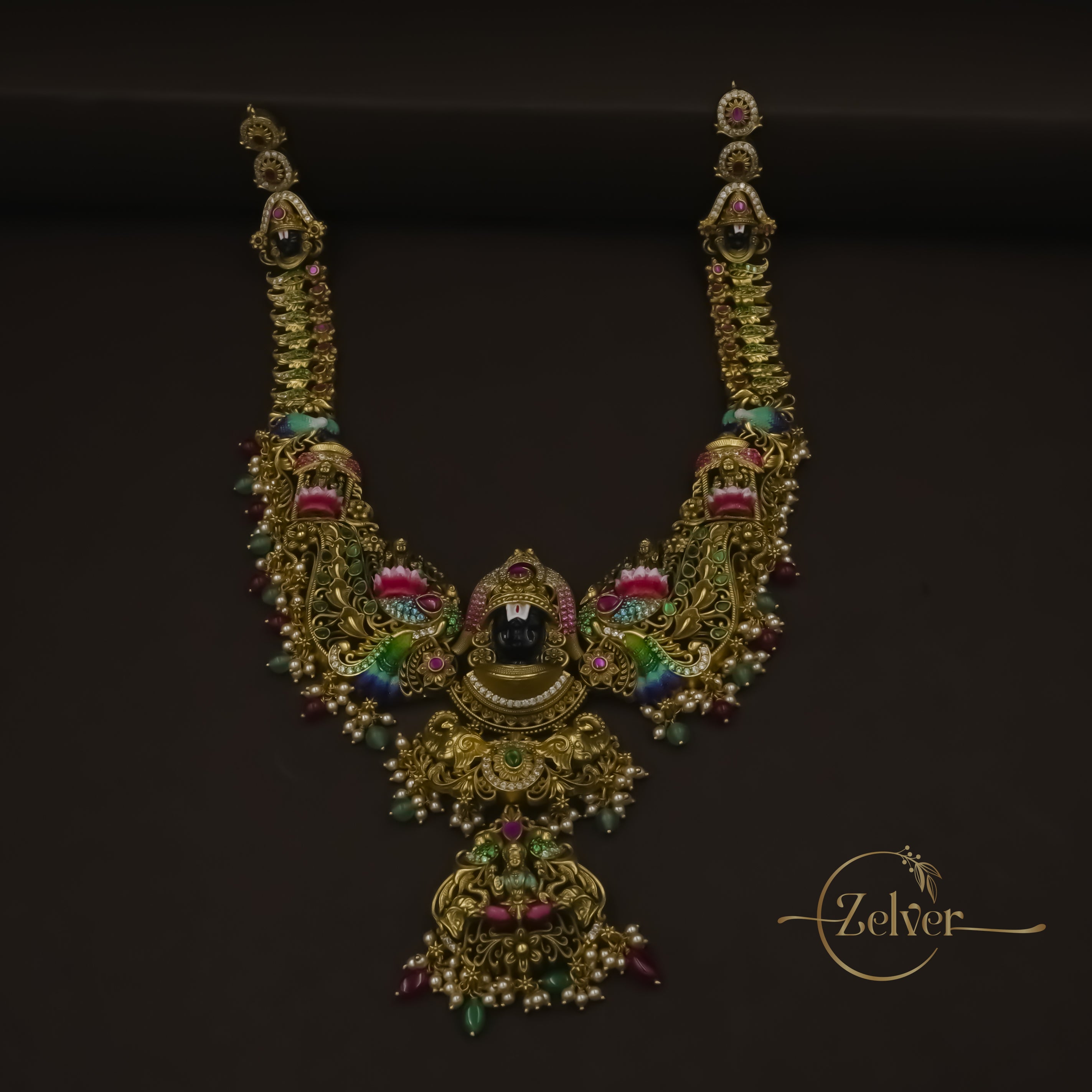 Shri Balaji Antique Finish Temple Necklace