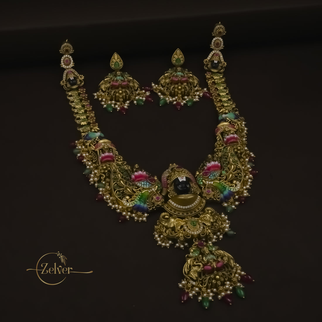 Shri Balaji Antique Finish Temple Necklace