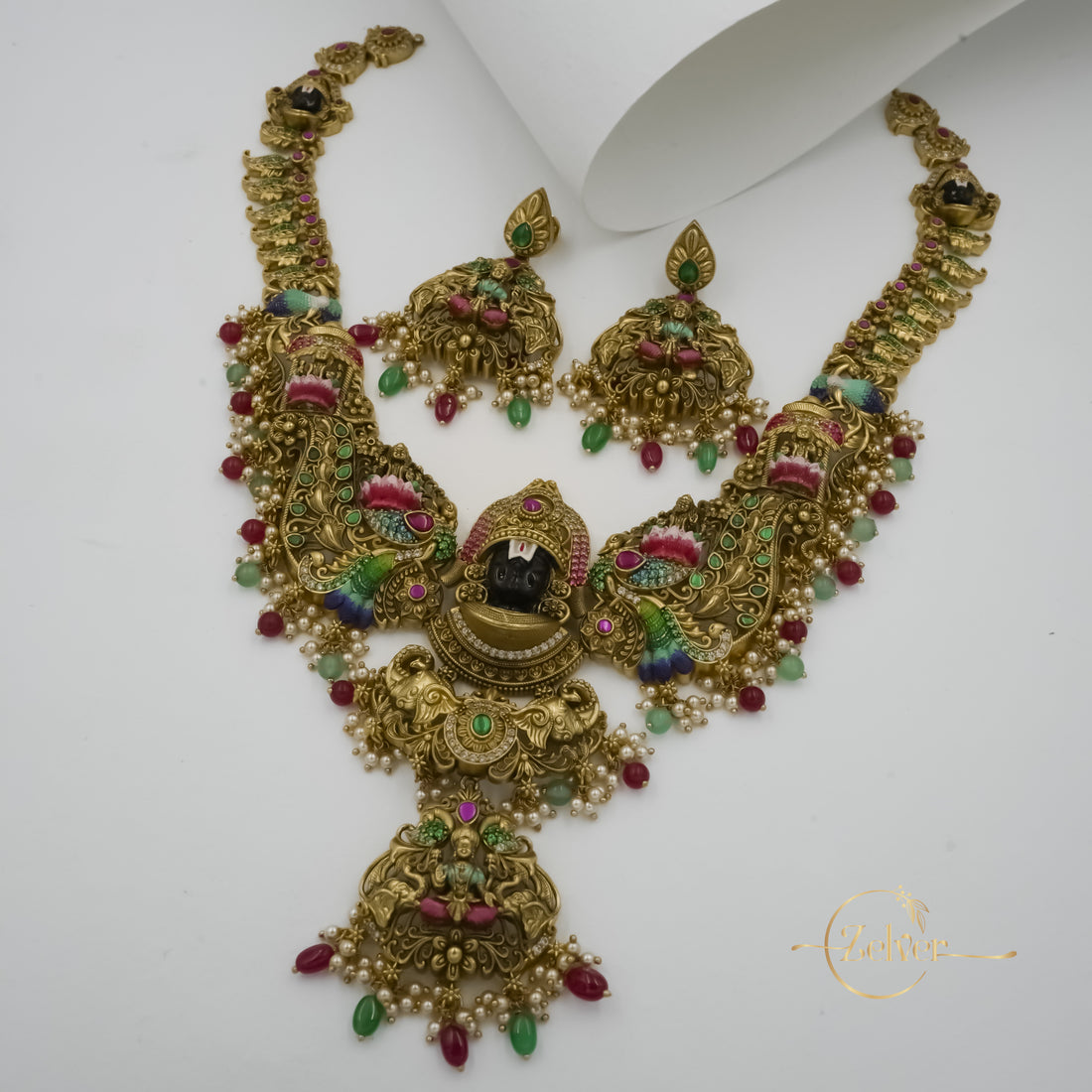 Shri Balaji Antique Finish Temple Necklace