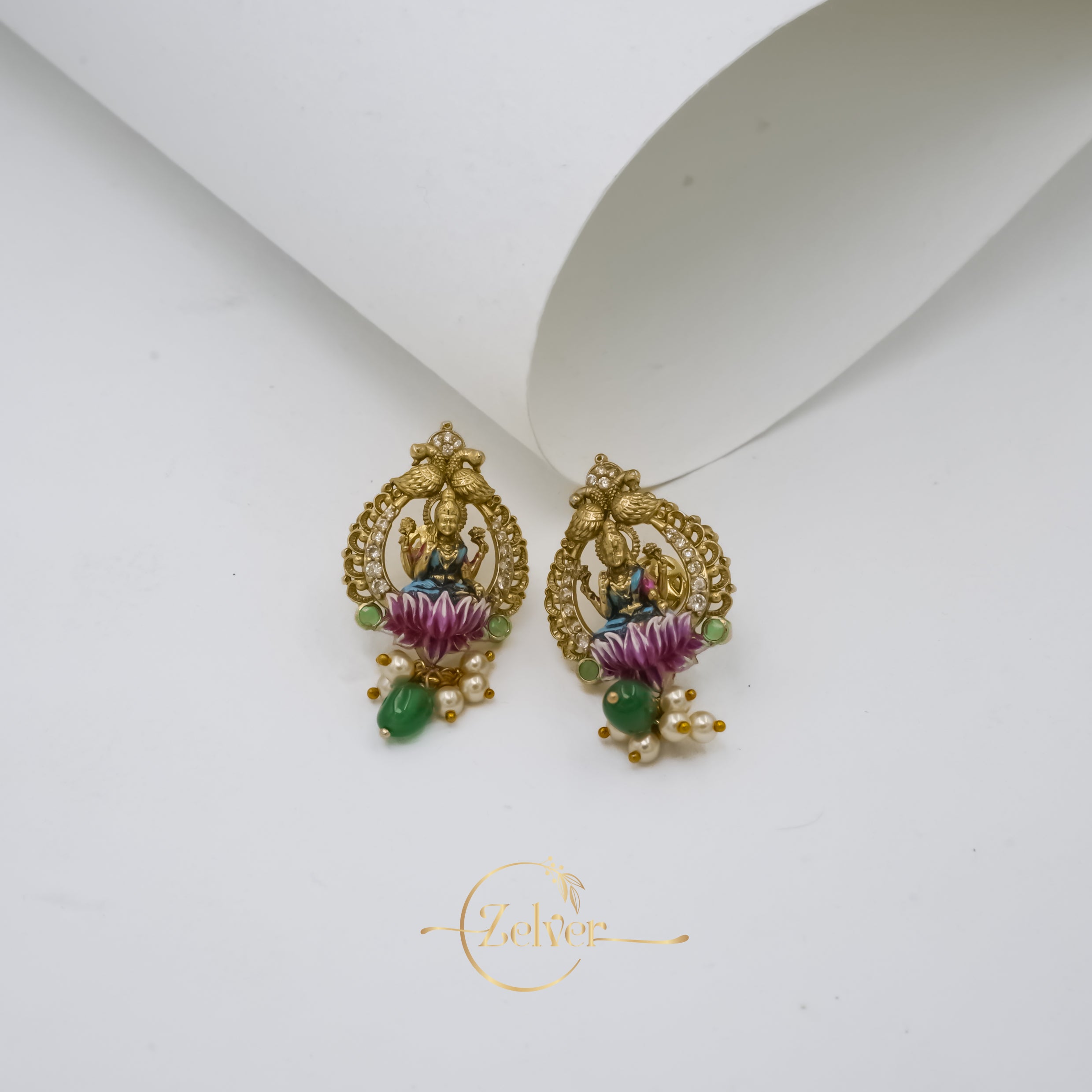 Zelver Shubha Lakshmi Peacock Lotus Necklace Set