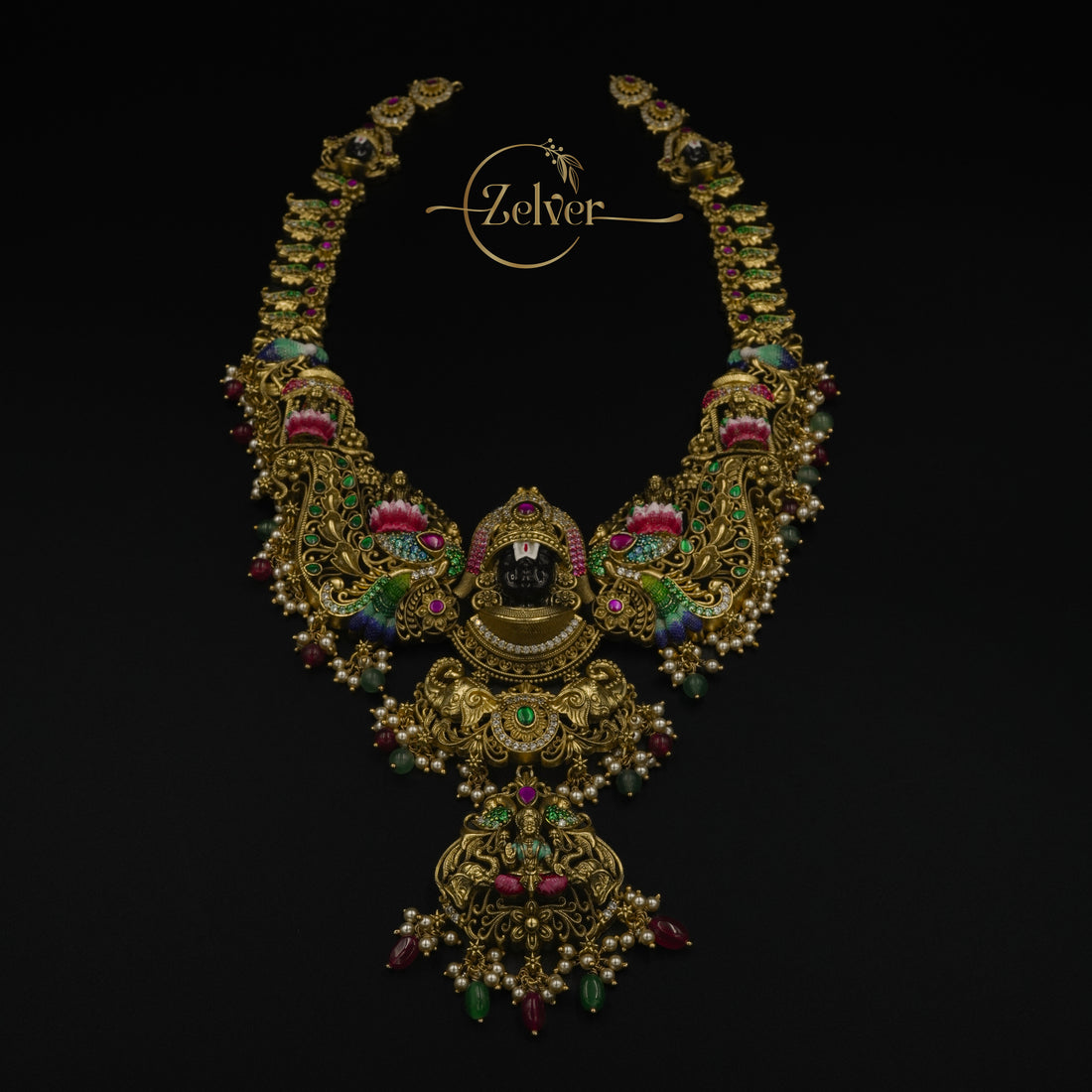 Shri Balaji Antique Finish Temple Necklace