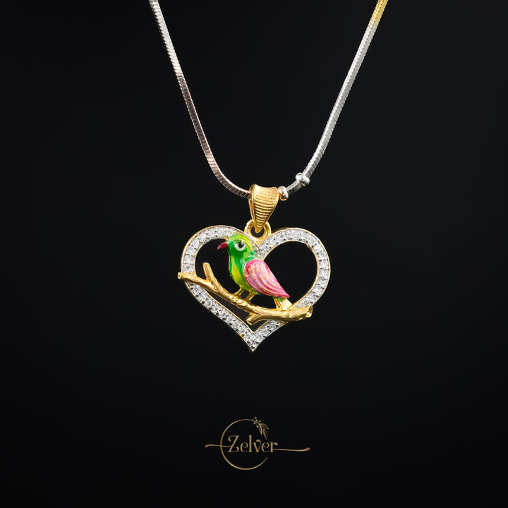 Heart-shaped bird pendant