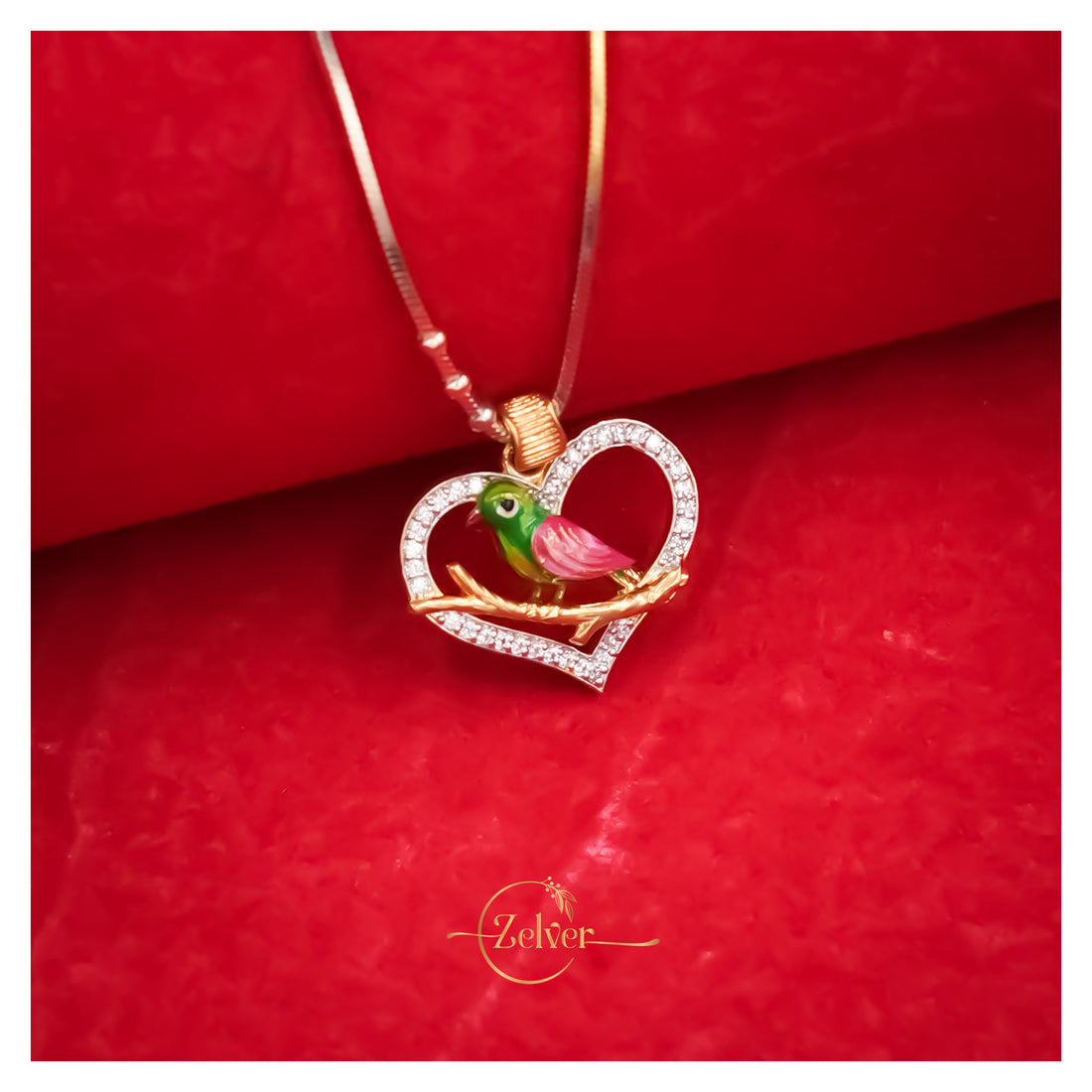 Heart-shaped bird pendant