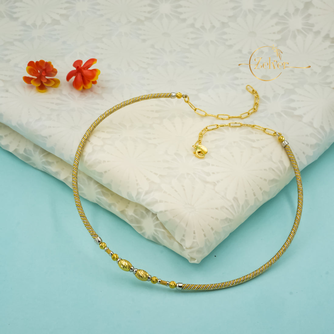 Dual-Tone Twisted Rope Hasli Necklace in 925 Sterling Silver