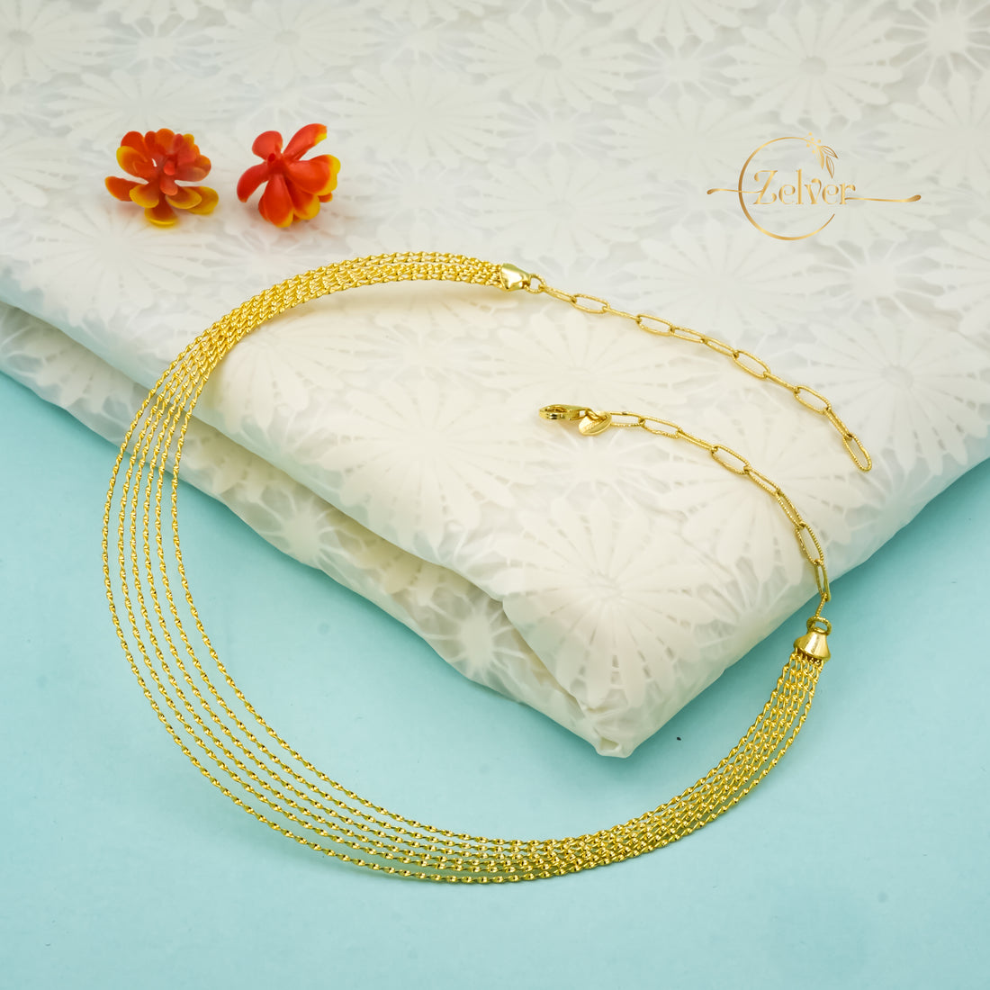 Multi-Strand Tiered Hasli Necklace in 925 Sterling Silver with Gold Finish