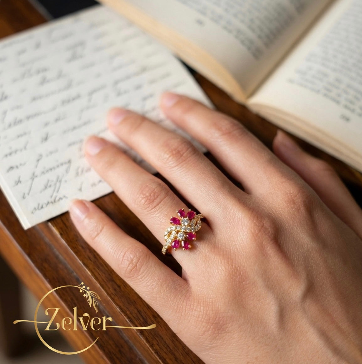 The 'Royal Bloom' Ring (Ruby Red & Emerald Green) |