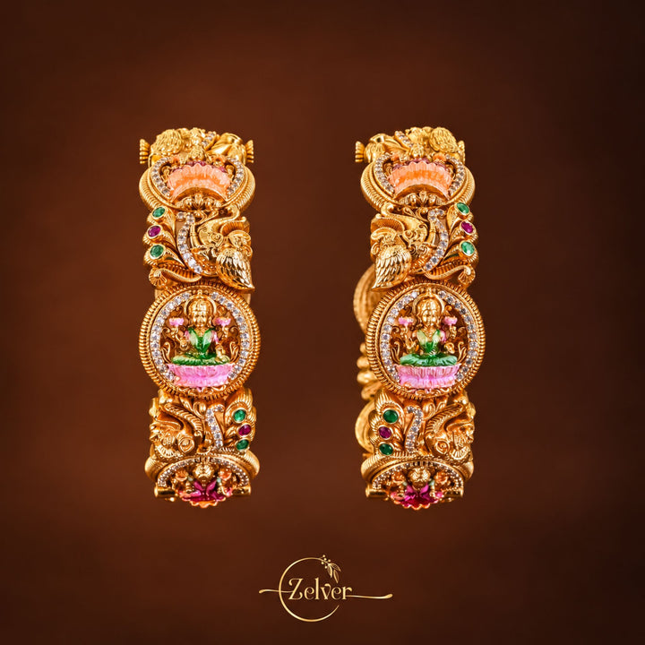 Antique Gold Lakshmi Motif Screw Kada - Pair