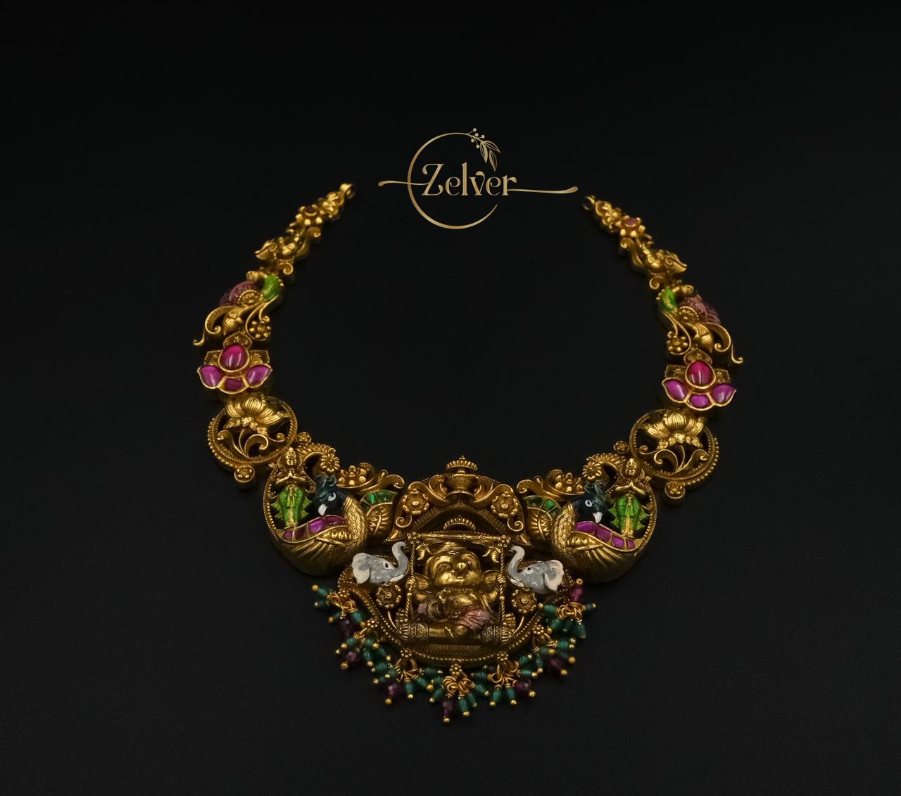 Ganesha temple-style necklace set