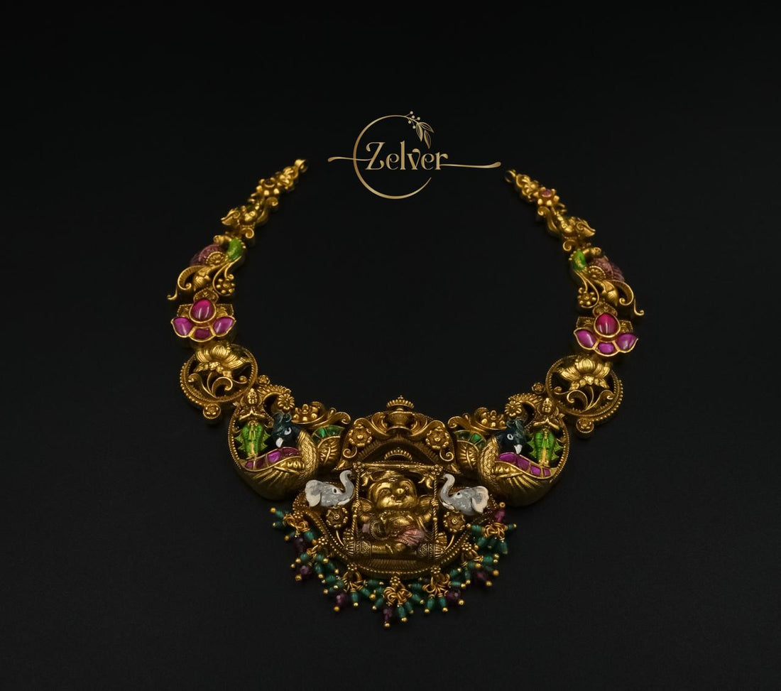 Ganesha temple-style necklace set