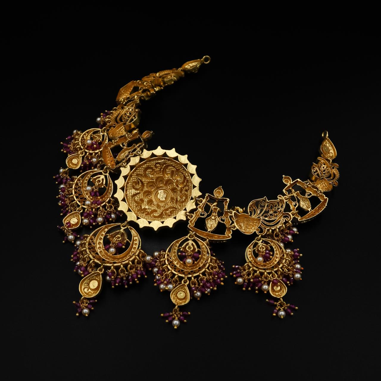 Royal Peacock Motif Temple Necklace Set
