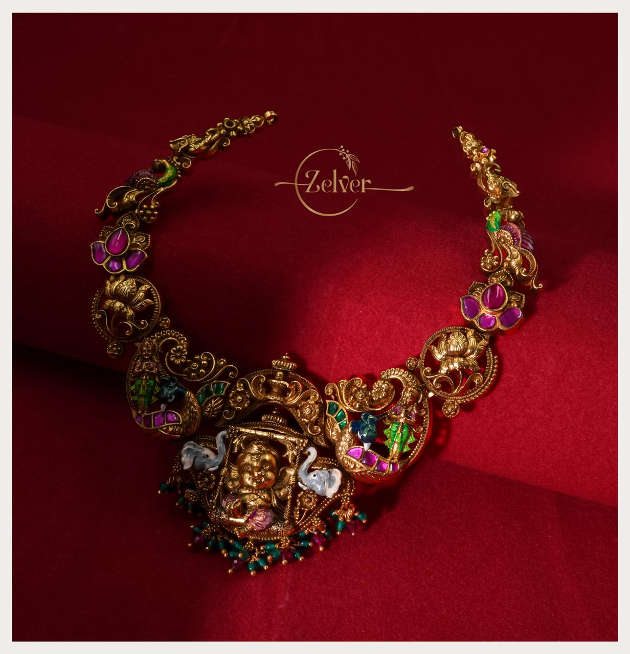 Ganesha temple-style necklace set