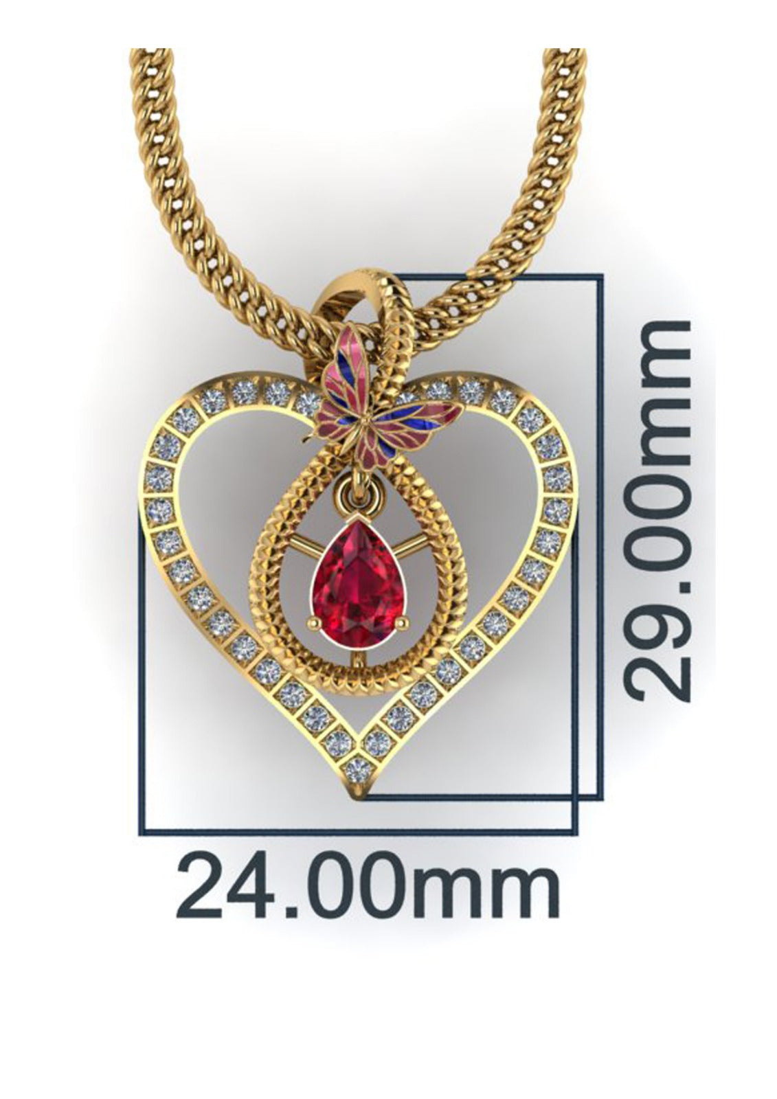 Ruby Dewdrop Heart Pendant