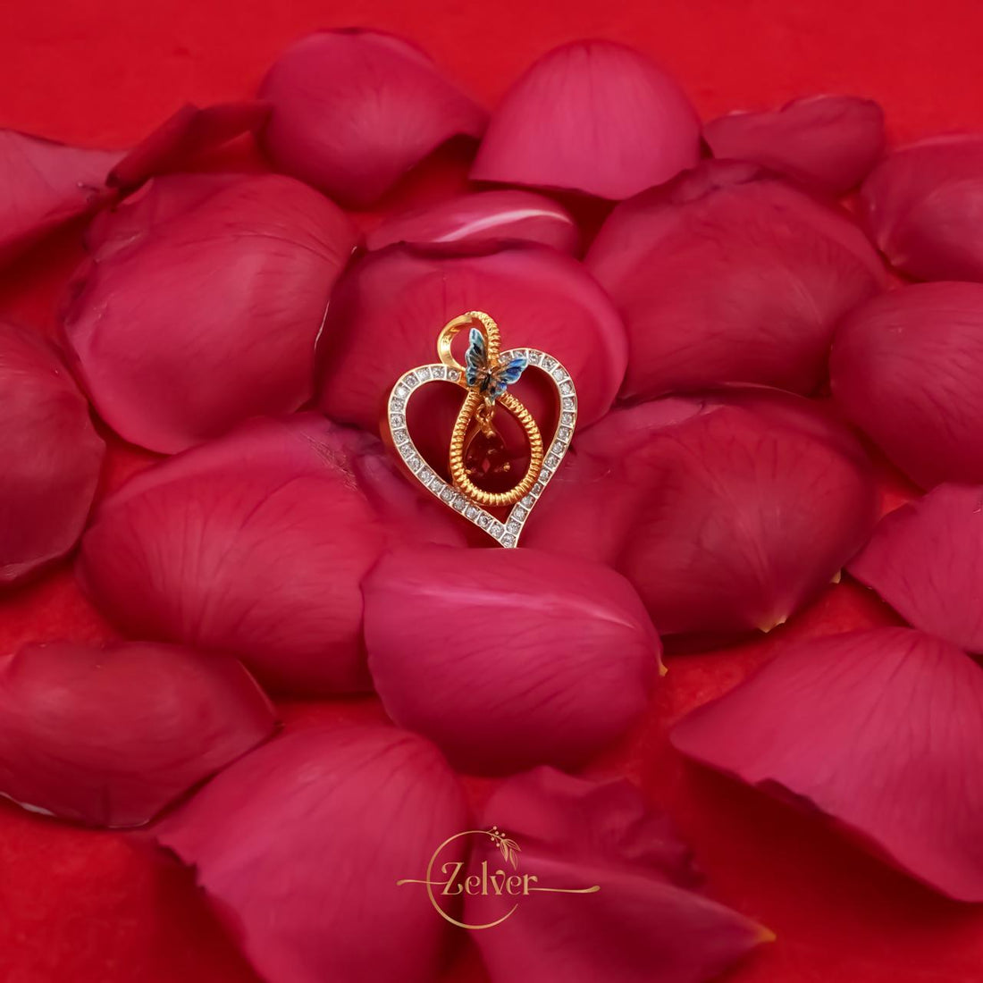 Ruby Dewdrop Heart Pendant