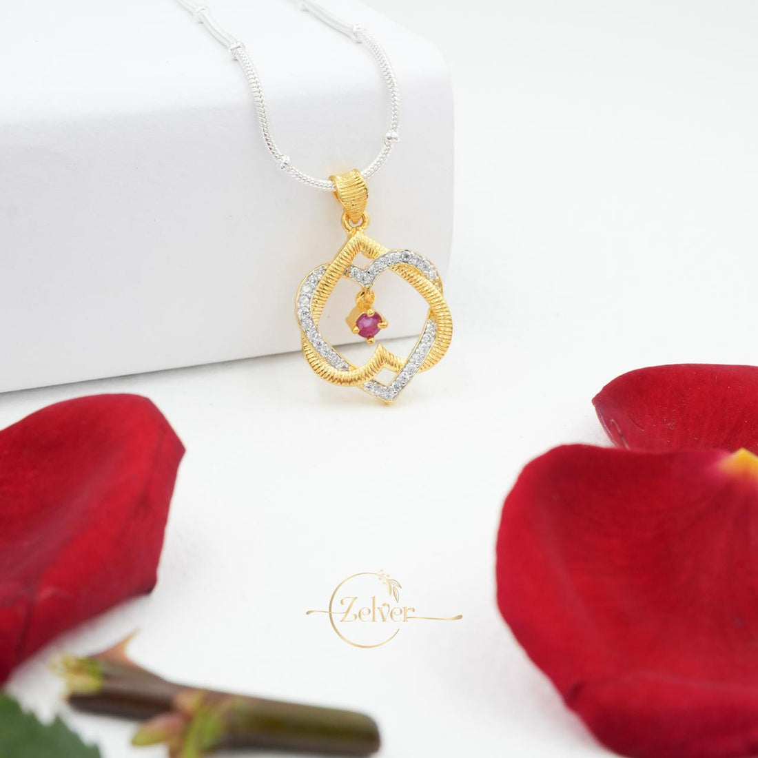 Weave Heart Drop Pendant