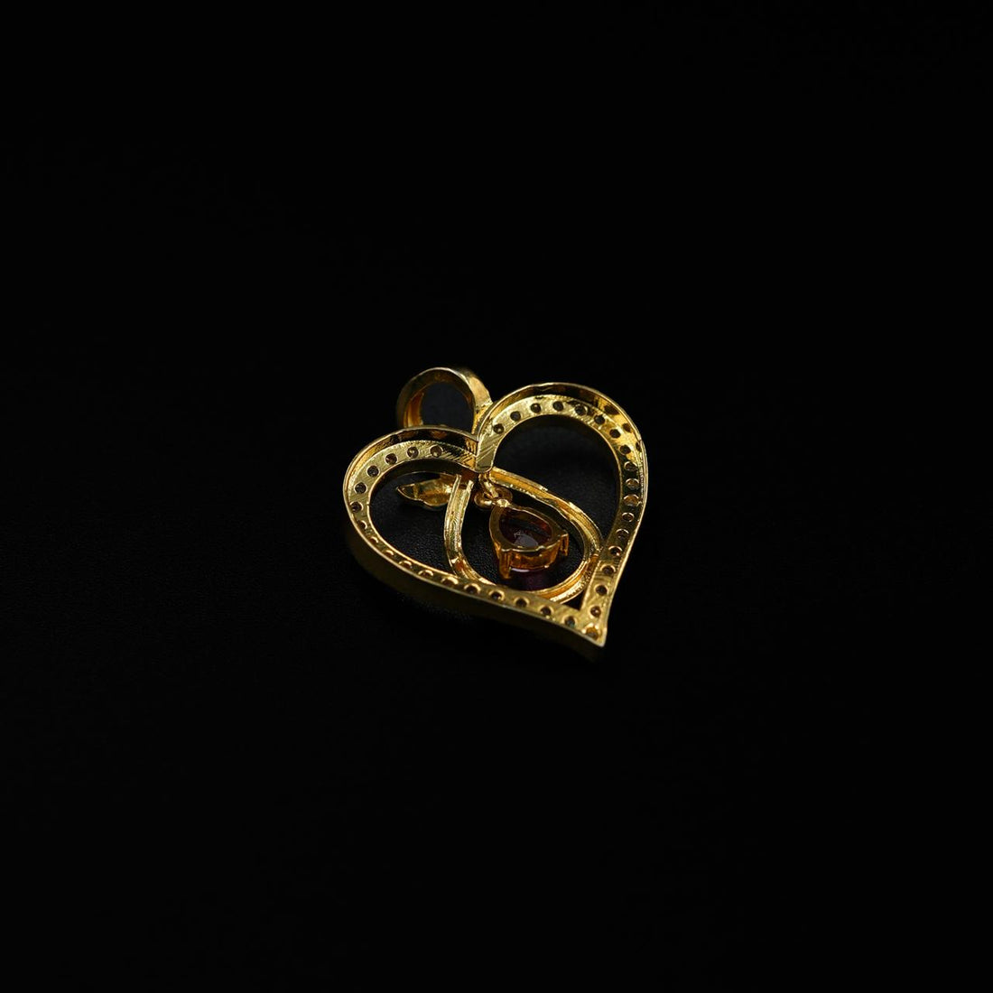 Ruby Dewdrop Heart Pendant