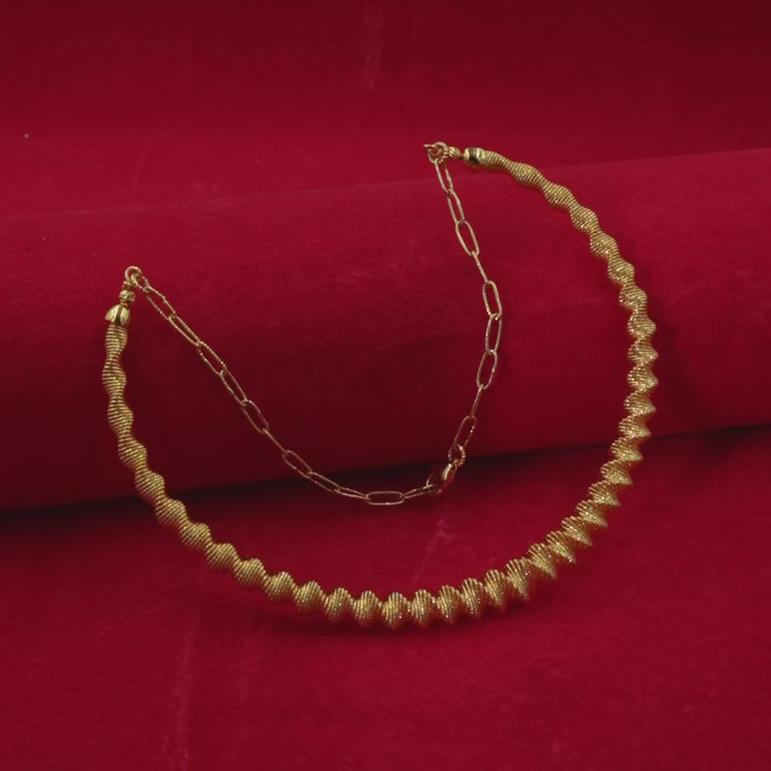 Spiral Textured Hasli Necklace in 925 Sterling Silver with Gold Finish