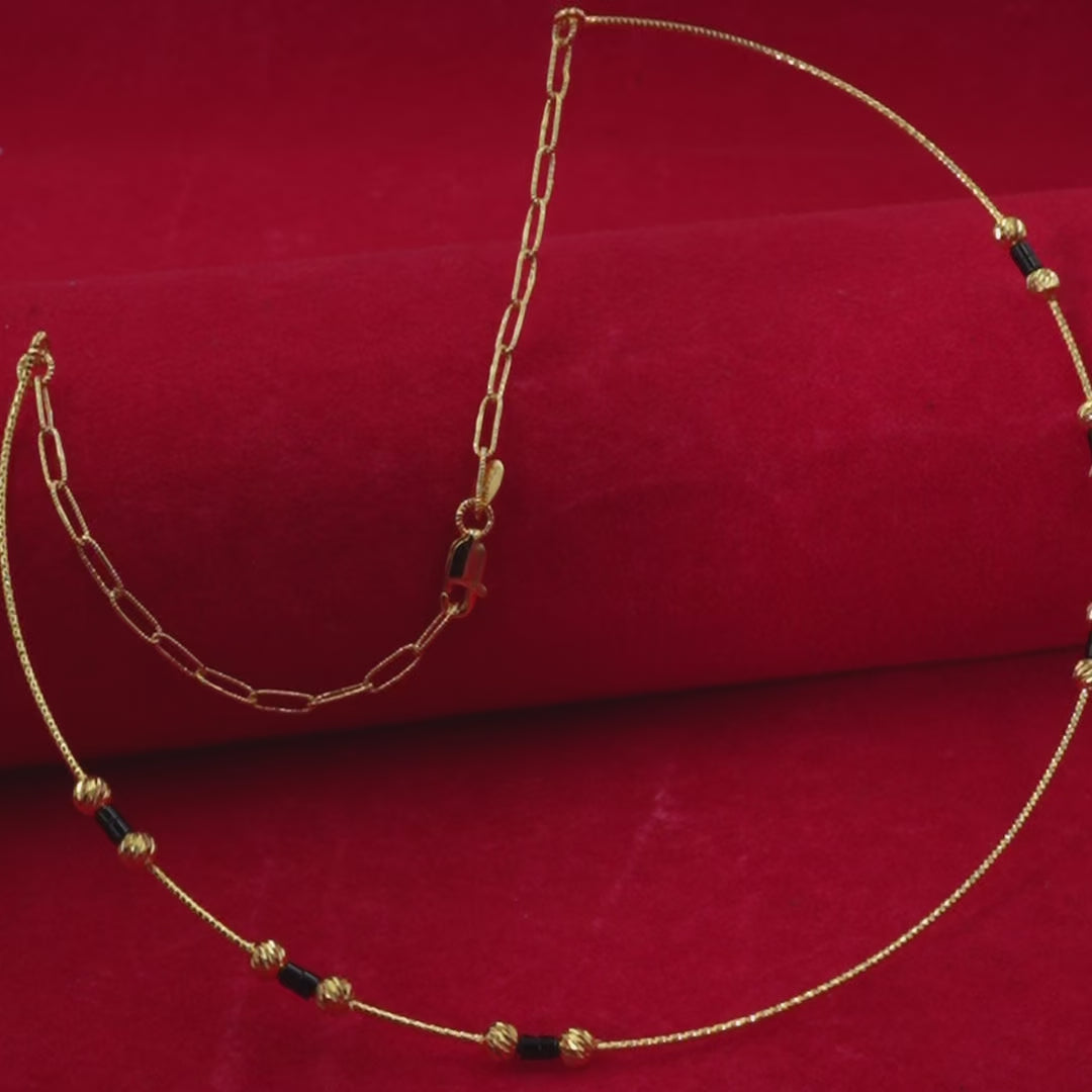 Black Stone Hasli Necklace in 925 Sterling Silver with Gold Finish