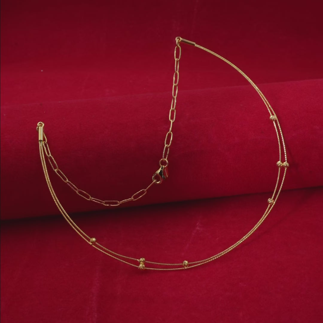 Dual-Strand Beaded Hasli Necklace in 925 Sterling Silver with Gold Finish