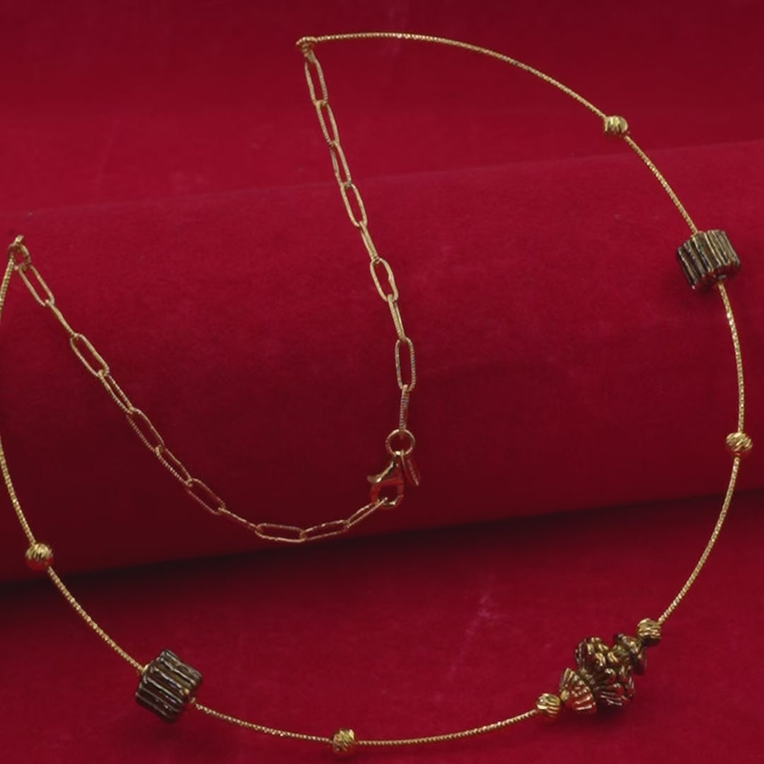 Textured Charm Hasli Necklace in 925 Sterling Silver with Gold Finish