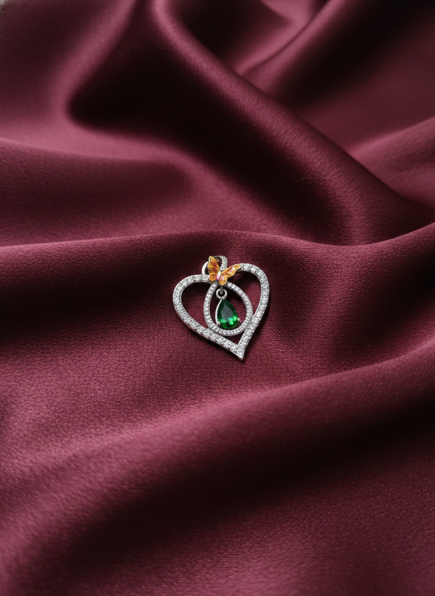 Ruby Dewdrop Heart Pendant