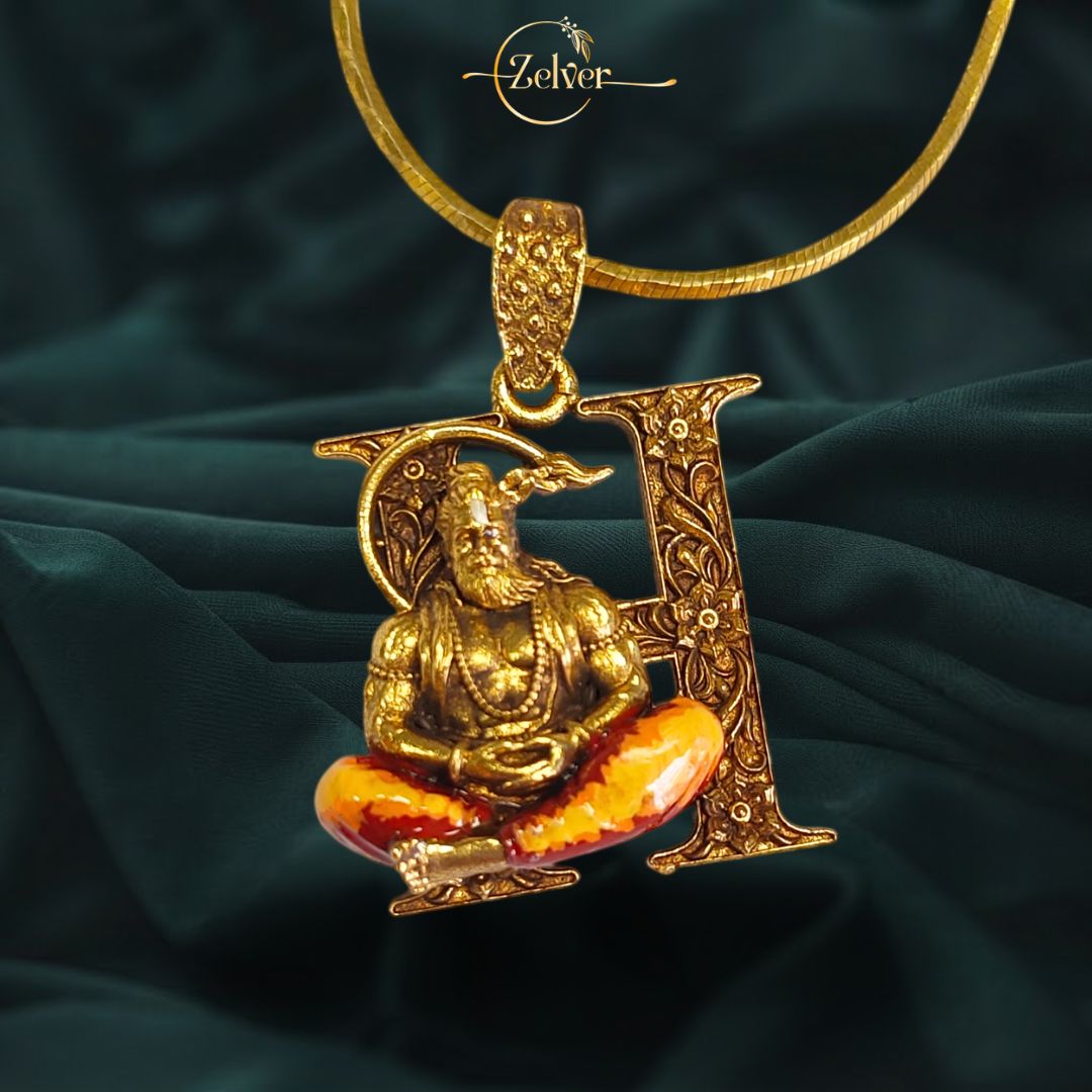 Lord Hanuman Antique Gold Finish Pendant